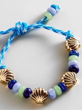 BaubleBar Happy Here Seashell Beaded Bracelet New